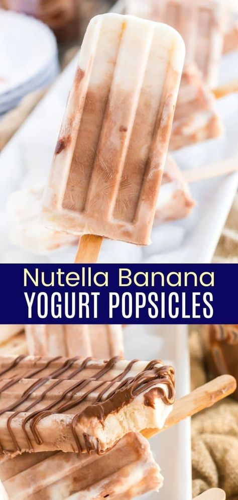 Homemade Popsicles Healthy, Banana Popsicle Recipes, Popcicles Recipes, Banana Greek Yogurt, Yogurt Popsicle Recipes, Frozen Yogurt Pops, Homemade Fruit Popsicles, Frozen Yogurt Popsicles, Healthy Popsicle Recipes