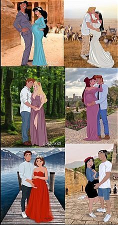 Disney Princess As Parents, Disney Princess Pregnant Fan Art, Disney Princesses Pregnant, Disney Art Drawings Princesses Sketches, Disney Couple Fanart, Princesses As Moms, Pregnant Disney Princess, Disney Princess Fanart, Disney Çiftleri