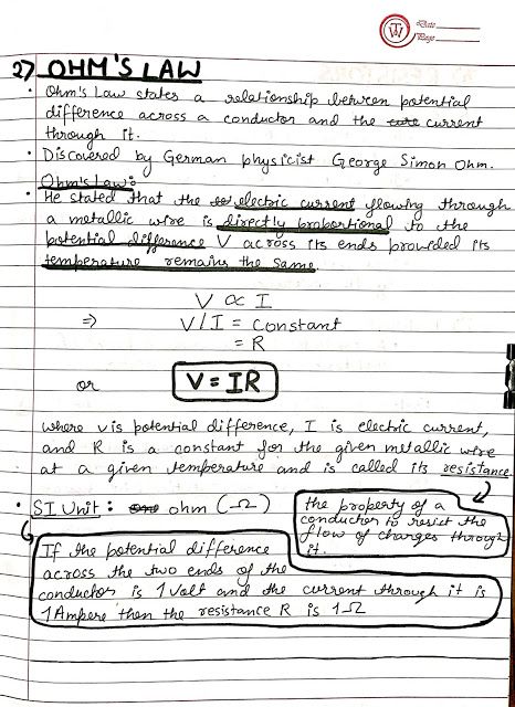 Physics Notes Class 12 Current Electricity, Ohms Law Notes, Electricity Notes Class 10, Electricity Class 10 Notes, Class 10 Boards, Magnetism Notes, Current Electricity Notes Class 12, Class 11 Physics Notes, Class 10 Physics Notes