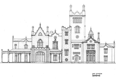 Lyndhurst Mansion, Tarrytown New York East Elevation Gothic Victorian Mansion Floor Plans, Gothic Mansion Floor Plan, Victorian Mansion Floor Plans, Chateau Floor Plans, Sims Exterior, Lyndhurst Mansion, Tarrytown New York, York Castle, Jay Gould