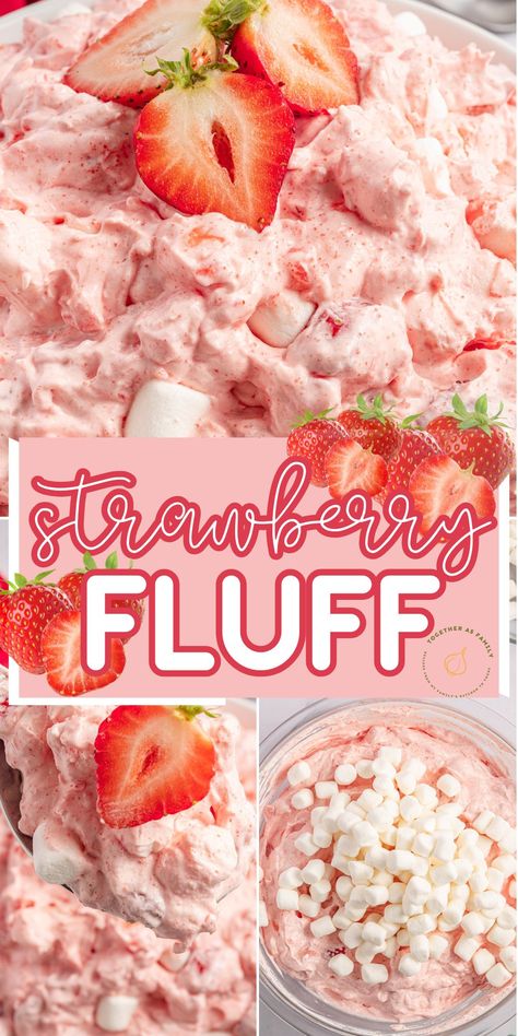 Strawberry Banana Fluff Salad, Banana Fluff Salad, Banana Fluff, Strawberry Fluff Salad, Fluff Recipes, Quick Yummy Desserts, Fluff Salads, Strawberry Jello Salad, Fluff Salad Recipes