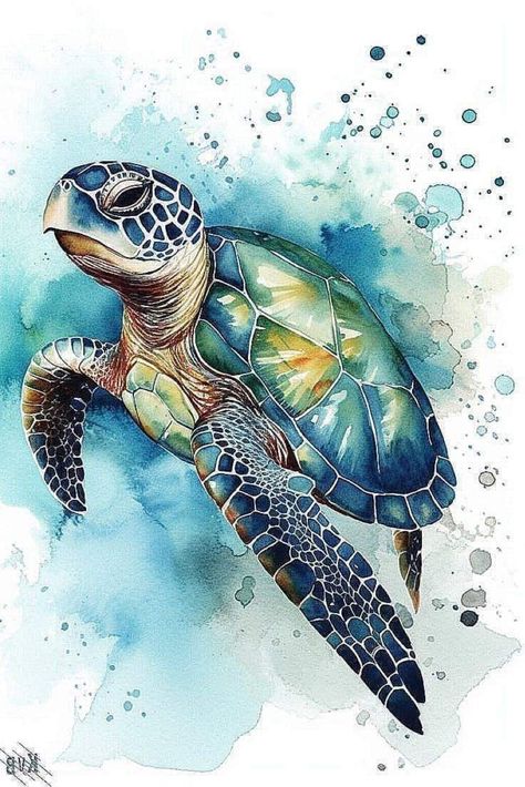 Sea Turtle Artwork, Sea Turtle Pictures, Sea Turtle Watercolor, Turtle Watercolor, Turtle Sculpture, Turtle Drawing, Sea Turtle Art, Sea Life Art, Florida Art