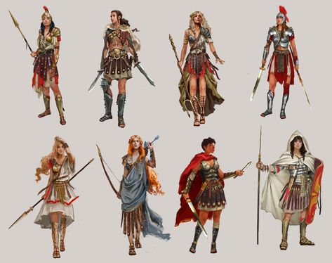 ArtStation - Greek/Roman warriors sketches, Kaines Elande Amazons Women Warriors, Roman Armor, Amazonian Warrior, Roman Characters, Armor Drawing, Greek Heroes, Roman Warriors, Warrior Costume, Amazon Warrior