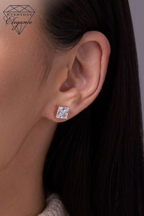 Make her shine like a Princess with these 14K white gold stud earrings featuring sparkling princess-cut zirconia. Shop now on Amazon. Princess Cut Earrings, White Gold Stud Earrings, Stud Earrings Women, Heart Cushion, Princess Cut Gold, White Gold Earrings Studs, Expensive Jewelry Luxury, Solitaire Earrings, Solitaire Studs