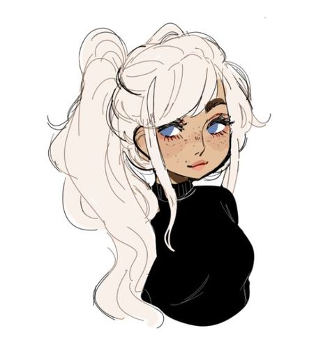 Girl with white hair, drawing, cute!! Cartoon Drawings Of People, Cartoon Girl Drawing, Art Pastel, 캐릭터 드로잉, Arte Sketchbook, Dessin Adorable, Drawing Tutorials