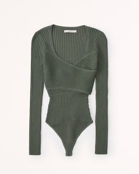 Women's Ribbed Wrap Bodysuit | Women's Tops | Abercrombie.com Nyc Clothes, Wrap Bodysuit, Pieces Outfits, Trendy Swimwear, Korean Fashion Dress, Stockholm Style, Spring Clothes, American Clothing, Stockholm Fashion