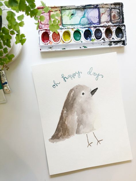 Here's a fun project to do on your own, with friends or to keep the kids creatively occupied for a bit: A watercolor coloring page. I drew a quick sketch of a sweet bird and simple lettering and you get to fill it in! Rather than the typical marker or colored pencil coloring pages, I thought it would be fun to try it Watercolor Coloring Pages, Color Printables, Simple Sweets, Art Provocations, Pencil Coloring, Bird Diy, Sketch Simple, Jones Design Company, Simple Lettering