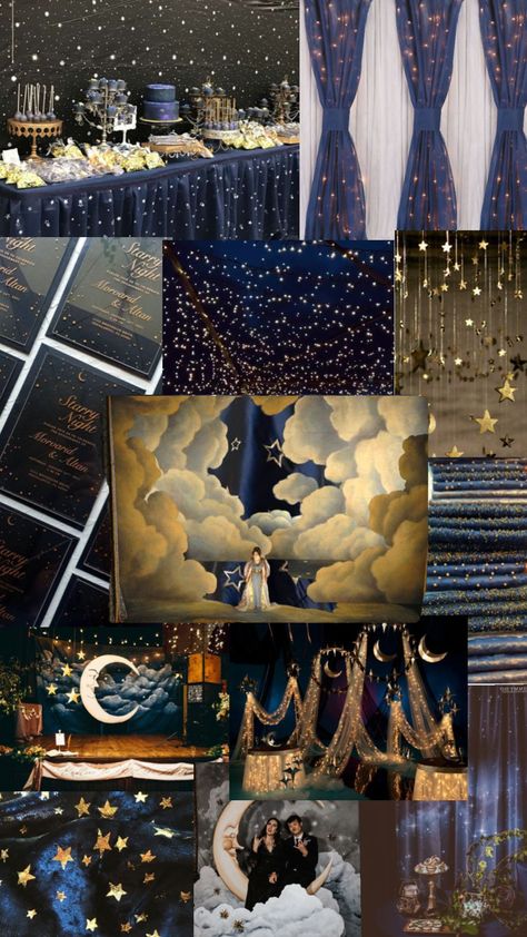 Starlight Theme Party, Starry Night School Dance Theme, A Night In The Stars Theme, Van Gogh Starry Night Prom, Prom Themes Starry Night Decoration Party Ideas, Prom Bday Party, Starry Nights Prom Theme, A Night Under The Stars Theme Quince, Under The Stars Formal Theme