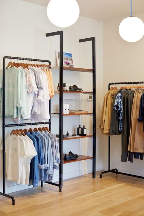 Clothes Room Ideas Interior Design, Small Mens Boutique Interior Design, Interior Design For Shop Clothes, Cloth Shop Ideas, Small Tailor Shop Interior Design Ideas, Menswear Shop Interior Design, Shop Interiors Clothing, House Store Design, Design For Clothes Shop