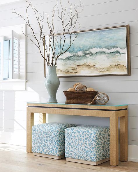 White Coastal Furniture, Coastal Dark Furniture, Sea Grass Furniture Living Rooms, Beach Colored Furniture, Rustic Coastal Furniture, Modern Coastal Console Tables, Modern Coastal Sofa Table, Coastal Foyer Tables, Stanley Furniture Coastal Living