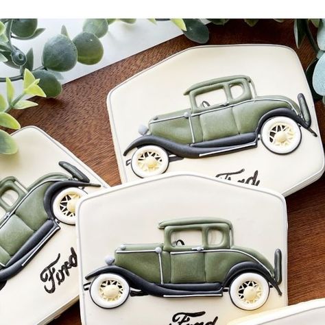 The Bakerin ~ Barb S. on Instagram: "We are vintage - me and this Model A car..." Vintage Car Cookies, Mens Birthday Party Decorations, Men Birthday Party, Car Cookies, Mens Birthday Party, Men Birthday, Antique Car, Cookie Inspiration, Ford Pickup