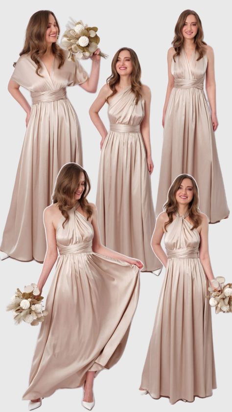 Bridesmaid dress, wedding guest dress, silk infinity dress, silk convertible dress, silk multiway dress, champagne beige silk dress, neutral wedding Silk Bridesmaids Dresses, Bridesmaid Dresses Champagne, Silk Bridesmaid Dress, Beige Bridesmaid Dress, Silk Bridesmaid Dresses, Dresses Champagne, Multiway Dress, Champagne Bridesmaid Dresses, Elegant Bridesmaid Dresses