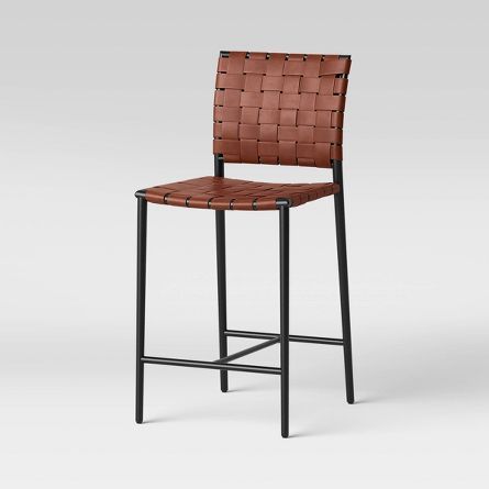 Affordable Bar Stools, Woven Bar Stools, Beautiful Furniture Pieces, Brown Bar Stools, Cool Bar Stools, Leather Counter Stools, Project 62, Stools With Backs, Black Bar Stools