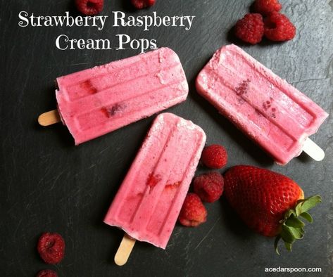 Strawberry Raspberry Cream Pops Protein Pops, Popsicles Recipe, High Protein Snack, Fruit Popsicles, Ice Cream Pops, Raspberry Cream, Calcium Rich Foods, Fodmap Friendly, Cottage Cheese Recipes