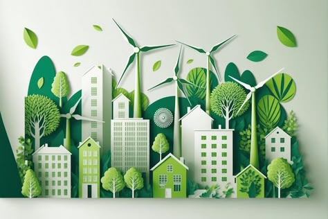 Sustainable Energy Illustration, Sustainable Design Graphic, Sustainability Poster Design, Recycle City, Renewable Energy Design, Green Bank, Art For Change, Environment Projects, Eco City