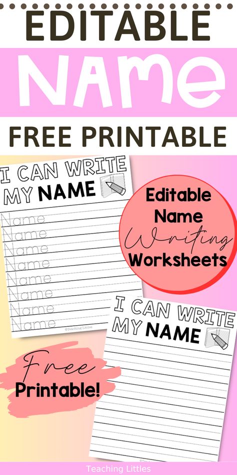 Are you searching for a delightful and educational activity to help your little one learn to write their name? Try this freebie! Writing Names Preschool Free Printable, Editable Name Writing Practice Free, Name Writing Practice Free, Learn To Write Name, Free Editable Name Tracing Worksheet, Learning To Write Name Preschool, I Can Write My Name Free Printable, Free Name Tracing Printables, Editable Name Tracing Free Printable