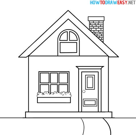 How to Draw an Easy House #House #HousePencilSketch #HouseArt #HouseDrawing #HouseDrawingEasy #HowtoDrawaHouse #HouseSketching #SketchHouse #HouseEasySketch #HowtoSketch #DrawingTutorialHouse #EasyHouseSketching #HowtoDrawaHouse #HouseDrawingforKids House Outline Drawing, Line Drawing House, Drawing Of A House, Home Drawing Simple, House Line Art, Dream House Drawing Sketch, Easy House Drawing, House Drawing Easy, Cute House Drawing