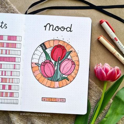 . ⊹ ｡*  ᴍᴀʀᴛʜᴀ ⊹ ｡･ . (@marthasjournal) • Instagram photos and videos Spring Mood Tracker, Flower Mood Tracker, Mood Tracker Ideas, Flowers Tulips, Journaling Inspiration, Ultimate Planner, Spring Mood, Bullet Journal Design Ideas, Journal Themes