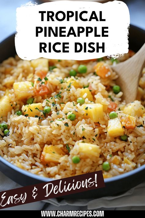 Experience the delightful taste of Tropical Pineapple Rice, a perfect blend of fluffy rice and juicy pineapple chunks cooked to perfection. This easy recipe combines sweet and savory elements, with soy sauce adding a flavor kick that makes it an ideal side dish or main meal. Whether you’re enjoying it at a summer BBQ, a family dinner, or just a quick weeknight meal, Pineapple Rice will bring a taste of the tropics to your table. Boom, it’s both delicious and simple to prepare, making it a must-try for rice lovers and tropical cuisine enthusiasts alike! Caribbean Pineapple Rice, Tropical Meals, Pineapple Recipes Dinner, Tropical Rice, Hawaiian Rice, Tropical Dishes, Rice Dishes Easy, Pineapple Rice, Cooking Jasmine Rice