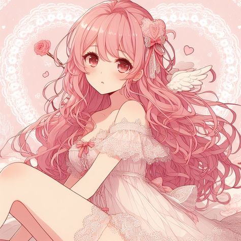 Cupid Anime, Cupid Pfp, Cupid Oc, Art Girl, Anime Art, Anime, Pink, Closet, Quick Saves