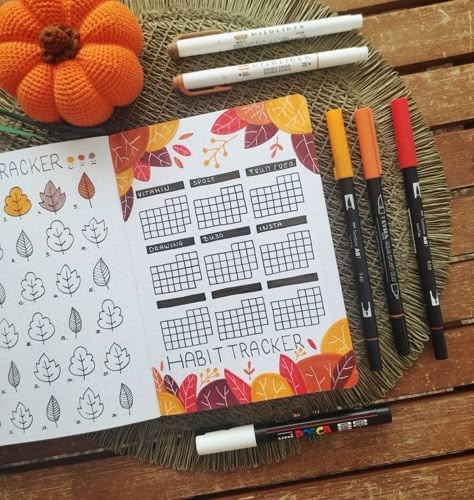 Autumn habit tracker in my bullet journal September Bullet Journal Habit Tracker, Bullet Journal November Habit Tracker, Autumn Habit Tracker, November Habit Tracker Bullet Journal, Bullet Journal November Spread, Fall Habit Tracker, September Habit Tracker, November Habit Tracker, October Habit Tracker