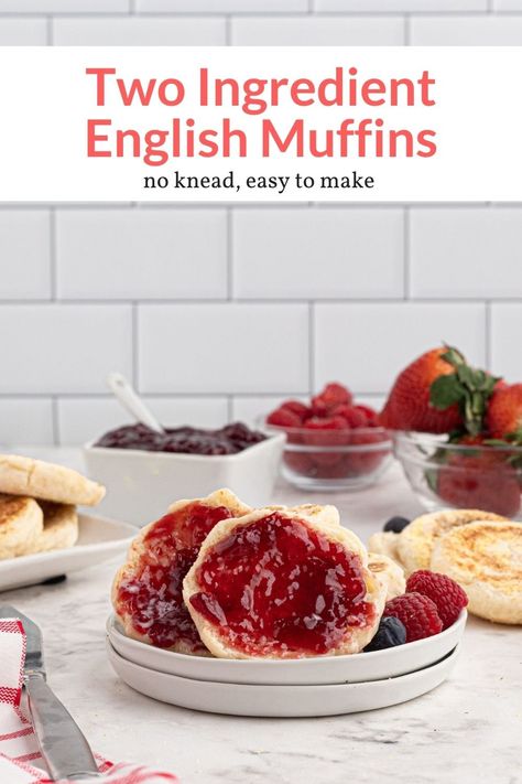 Small Batch English Muffins, Yeast Free English Muffins, Protein English Muffin Recipe, Protein English Muffin, Greek Yogurt English Muffin, Homemade English Muffins Easy, English Muffins, Ww English Muffin, Low Calorie English Muffin Breakfast