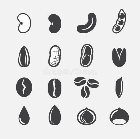 Seed Graphic Design, Nuts Logo Design, Seed Logo Design, Nuts Illustration, Seed Drawing, Seeds Illustration, Nuts Logo, Seed Tattoo, Seed Illustration