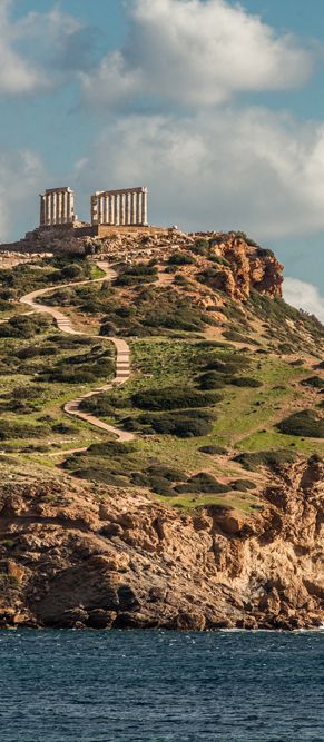 Aesthetic Ancient Greece, Greek Temples Aesthetic, Ancient Athens Aesthetic, Aegean Sea Aesthetic, Greek Ocean, Ancient Greece Landscape, Temple Of Poseidon, Greece Landscape, Temple Of Poseidon Athens Greece