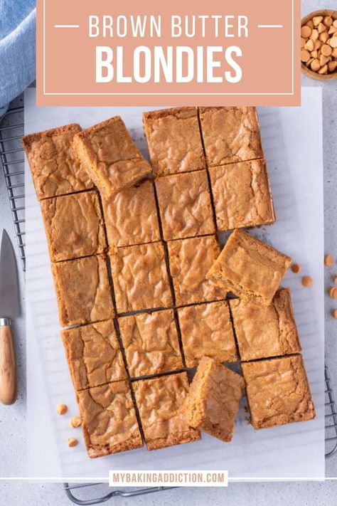 Brown Butter Blondies, Soften Brown Sugar, Blondie Recipe, Toffee Chips, Chocolate Chip Blondies, Sweet Temptation, Salted Caramel Brownies, Cookie Recipes Homemade, Blondies Recipe