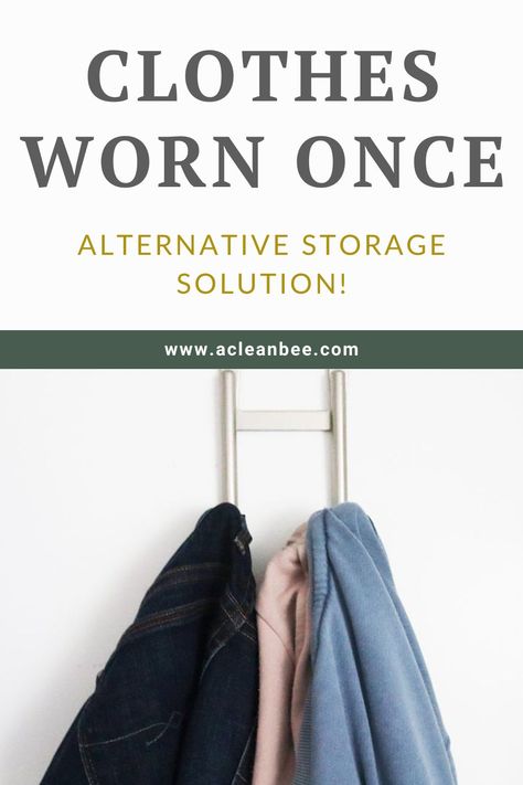 Clothes worn once that aren’t ready for the wash tend to clutter the tops of dressers, backs of chairs, and the foot of your bed. Why not designate a place to hang clothes worn once that aren’t ready for the wash? Here are clever ideas for how to store the clean clothes you have already worn. Check out the blog post to learn more. Dry Cleaning Clothes, Dirty Clothes Organization, Top Of Dresser, Throwing Clothes, To Hang Clothes, Reuse Clothes, Hanging Wardrobe, Hang Clothes, Clean Clothes