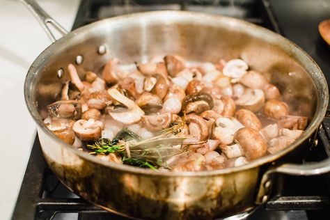 Julia Child's Coq Au Vin Recipe with Braised Mushrooms Glazed Mushrooms, Braised Mushrooms, Rosemary Mushrooms, Corn Casserole Recipe, Mushroom And Onions, Cooking Wine, Veggie Recipes, Lunch Recipes, Vegetable Recipes