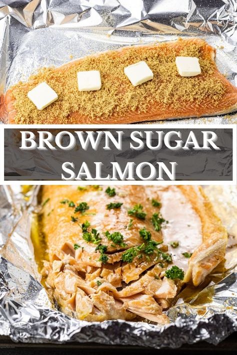 Brown Sugar Salmon is so simple to make, uses just a few simple ingredients and is ready in just 30 minutes. Brown Sugar Salmon Recipes, Salmon Recipes Brown Sugar, Oven Baked Salmon Recipes, Brown Sugar Salmon, Lemon Fish, Salmon Recipes Baked Healthy, Brown Sugar Butter, Grilled Salmon Recipes, Salmon And Shrimp