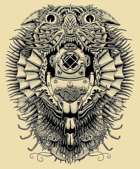 Sea Monster Tattoo, We Tattoo, Kyler Martz, Monster Tattoo, Adventure Print, Underground Art, Tattoo Graphic, Traditional Ink, Sea Monster