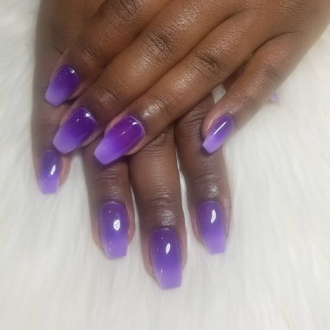 glory nail salon on Instagram: “#acrylicnails #coffinnails #ombernails #purple #white #airbrushnails #nailart #nailset #pretty #nailsoftheday #nailsdesign…” Purple Ombre Nails Square, Dark Purple Ombre Nails, Purple Coffin Nails, Purple Ombre Nails, Airbrush Nails, Ombre Nail, Ombre Nails Glitter, Purple Nail Designs, Ombre Nail Designs