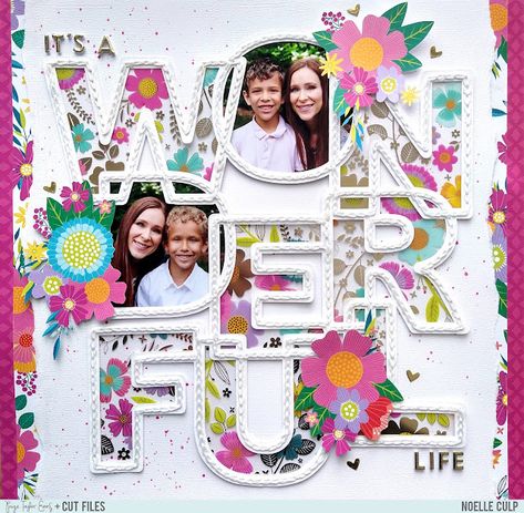 Wonderful Layout by Noelle Culp | Paige Taylor Evans Coco Vanilla, Paige Taylor, Paige Evans, Photo Album Layout, Clear Acrylic Stamps, Christmas Cut Files, We R Memory Keepers, Ranger Ink, Scrapbook Page Layouts