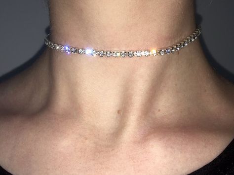 ✧ Rhinestone Princess Choker ✧ Silver Metal with Clear ss14 Stones 1 Row… Princess Choker, Choker Diamond, Silver Jewelry Cleaner, Dancing Diamond, Choker Silver, Silver Jewellery Indian, Mens Bracelet Silver, Diamond Jewelry Necklace, Diamond Choker