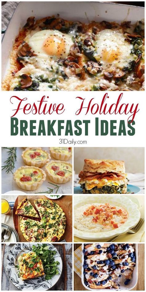 Festive Holiday Breakfast Inspirations to Make Christmas Morning | 31Daily.com Slow Cooker Grits, Breakfast Ideas For Christmas Morning, Holiday Breakfast Ideas, Christmas Brunch Ideas, Bread Casserole, 31 Daily, Christmas Breakfast Recipe, Christmas Morning Breakfast, Holiday Recipes Christmas