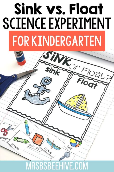 Your students will love this sink or float science experiment! You can use everyday items from around the classroom for this experiment! Grab this free sink or float resource that will engage your kindergarten students! Sink Or Float Experiment, Kindergarten Science Lessons, Best Science Books, Sink Or Float, Interactive Science, Kindergarten Books, Science Journal, Kindergarten Science, Pocket Chart