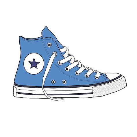 Blue Powder Rooms, Converse Drawing, Drawing Cool, Paper Cute, Preppy Stickers, Converse Pink, Blue Converse, All Star Shoes