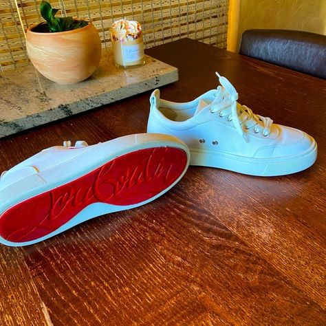 Christian Louboutin white Vieira sneakers Louboutin Shoes Women, Shoes Women Sneakers, Louboutin Sneakers, Women Sneakers, Louboutin Shoes, Sneaker Shopping, Shoes Women, Christian Louboutin Shoes, Calf Leather