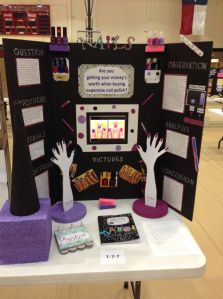 Last week was the annual TCS Science Fair. Hannah won first place in 7th grade category! We were so excited. This year she decided to do her project on the testing of expensive nail polish a… Lipstick Science Fair Project, 5th Grade Science Fair Projects Ideas, Stem Fair Projects, 7th Grade Science Projects, Winning Science Fair Projects, Middle School Science Fair Projects, Trifold Board, Kids Science Fair Projects, Elementary Science Fair Projects