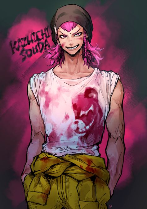 Kazuichi Soda, Kazuichi Souda, Danganronpa Funny, Super Danganronpa, Pretty Drawings, Danganronpa Characters, Haikyuu Fanart, Gamer Life, Funky Art