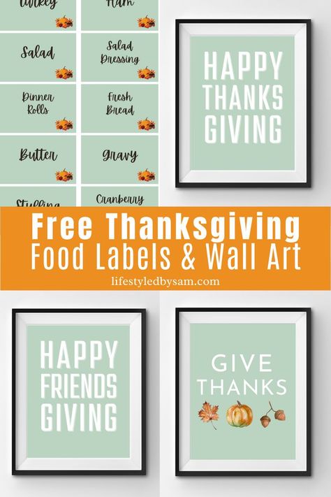 Collage of thanksgiving wall art and thanksgiving food labels. Free Thanksgiving Printables, Free Thanksgiving, Turkey Dinner, Thanksgiving Printables, Food Labels, Simple Decor, Thanksgiving Decorations, Thanksgiving Recipes, Free Printables