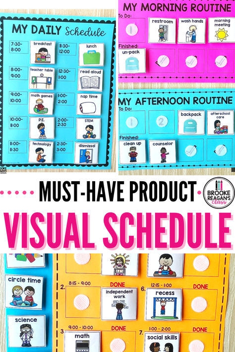 Are you in need of a visual schedule to use in your special education classroom? This printable visual schedule is editable to fit your classroom needs and routine. Visual schedules help children that thrive on structure and routine by providing a visual for their daily classroom routine and schedules. It helps with preparing for transitions and sets the child up for success. Visual schedules can be beneficial for a child with an IEP and uses as part of their special education accommodations. To Do All Done Visual Schedule, Special Needs Visual Schedule, Visual Schedule Kindergarten, Visual Schedule Binder, Kindergarten Visual Schedule, Sped Schedule Template, Desk Visuals For Students, Special Education Schedule Ideas, Visual Schedules Special Education Free