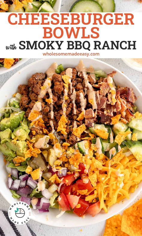 75 Soft Meals, Cheeseburger Bowls, Low Carb Cheeseburger, Bowls Recipes, High Protein Dinner, Healthy Bowls Recipes, Protein Bowls, Grain Bowls, Protein Food