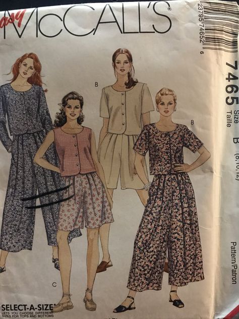 McCalls 7465 Sewing Pattern Women's Two-Piece Casual Outfit with Variations Size 8 10 12 This is a two-piece outfit with several variations. The top Fashion Designing, Womens Sewing Patterns, Two Piece Outfit, Pattern Paper, Casual Outfit, Sewing Pattern, Denim Skirt, Sewing Projects, The Top