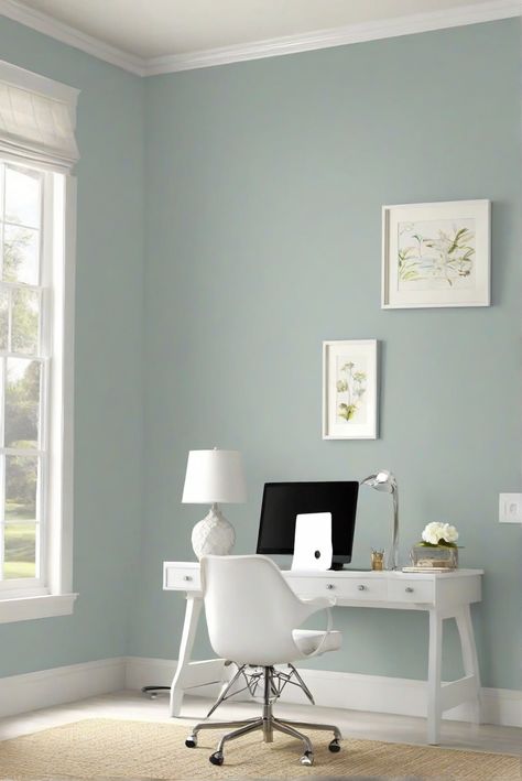 Top Rated Interior Paint, Home Office Color Scheme, Office Painting Ideas, Best Wall Paint Brand Sw Topsail Bedroom, Wall Paints For Living Room, Wall Paints For Living Room Colour, Bedroom Paint Colors 2024, Sw Topsail, Room Colour Schemes, Kitchen Wall Color, Green Paint Colors Bedroom, Green Bedroom Paint