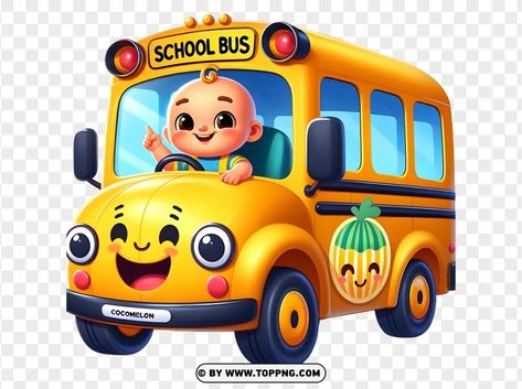 Cocomelon Bus, Cocomelon Banner, Wheels On The Bus, Cute Backgrounds, Background Png, Png Clipart, Cake Toppers, Banners, Transparent Background