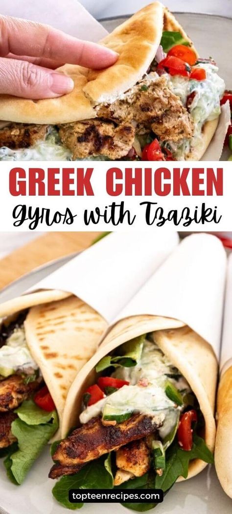 Greek Chicken Gyros with Tzaziki - Top Recipes Gyro Recipe Chicken, Chicken Gyro Marinade, Gyro Marinade, Chicken Stove Top, Gyro Recipes, Greek Chicken Gyros, Chicken Gyro, Gyro Recipe, Greek Potatoes