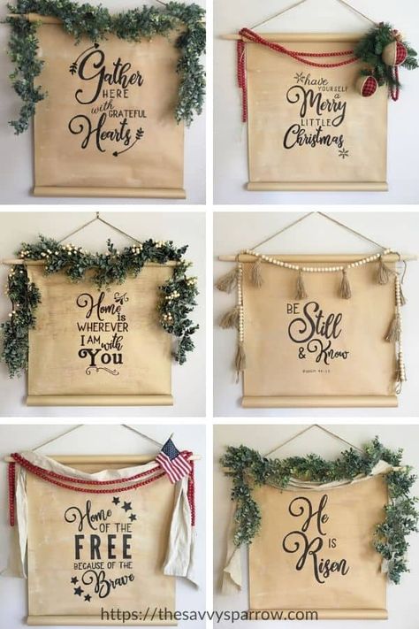 Kraft Paper Scroll, Christmas Wall Signs Diy, Large Wood Signs, Diy Scroll, Scroll Sign, Christmas Wood Signs, Farmhouse Wood Signs, Wooden Signs Diy, Farmhouse Wood Sign